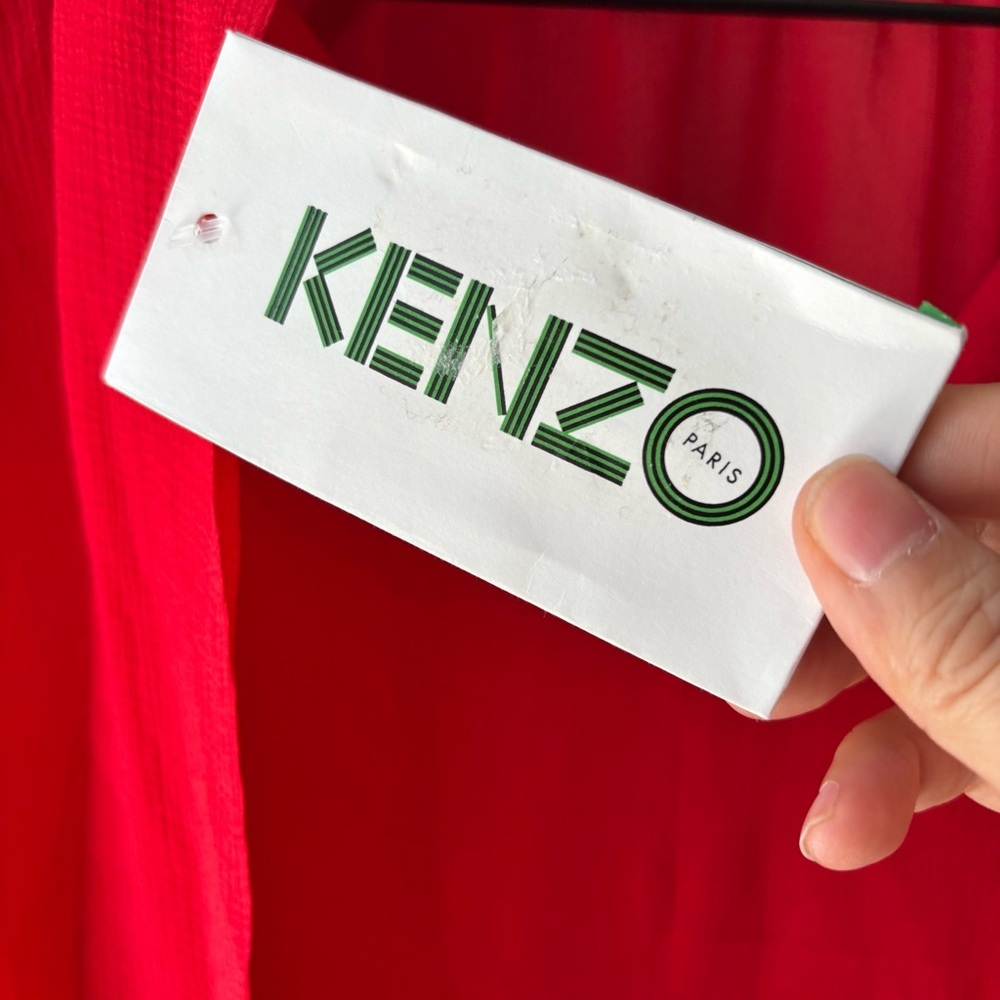 KENZO High Neck‎ Red Sheer Tie Back Tunic Blouse NWT Sz 42/US12/L - Picture 5 of 7